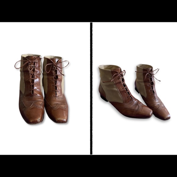 Salvatore Ferragmo canvas and leather vintage booties - Picture 1 of 2